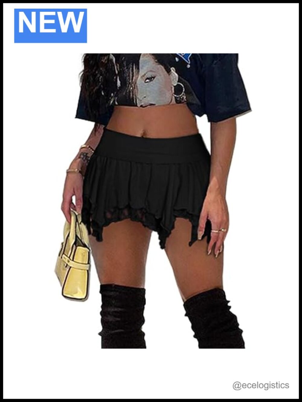 Y2K Lace Mini Skirt Low Waist Layered Ruffle Pleated